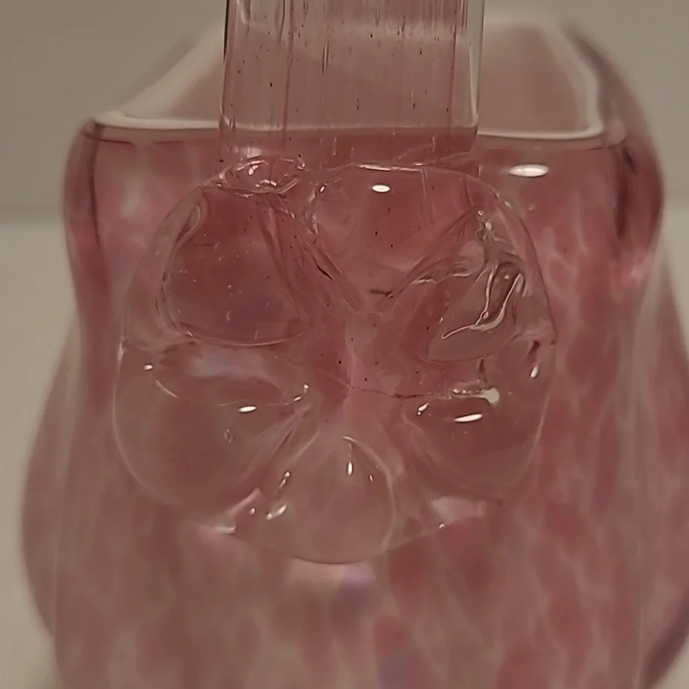 Beautiful Murano Style Pink Glass Basket